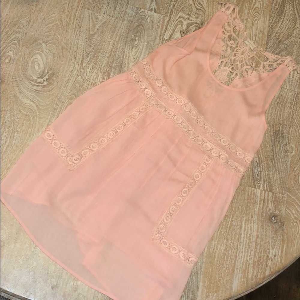 Altard state pink peach dress small lace